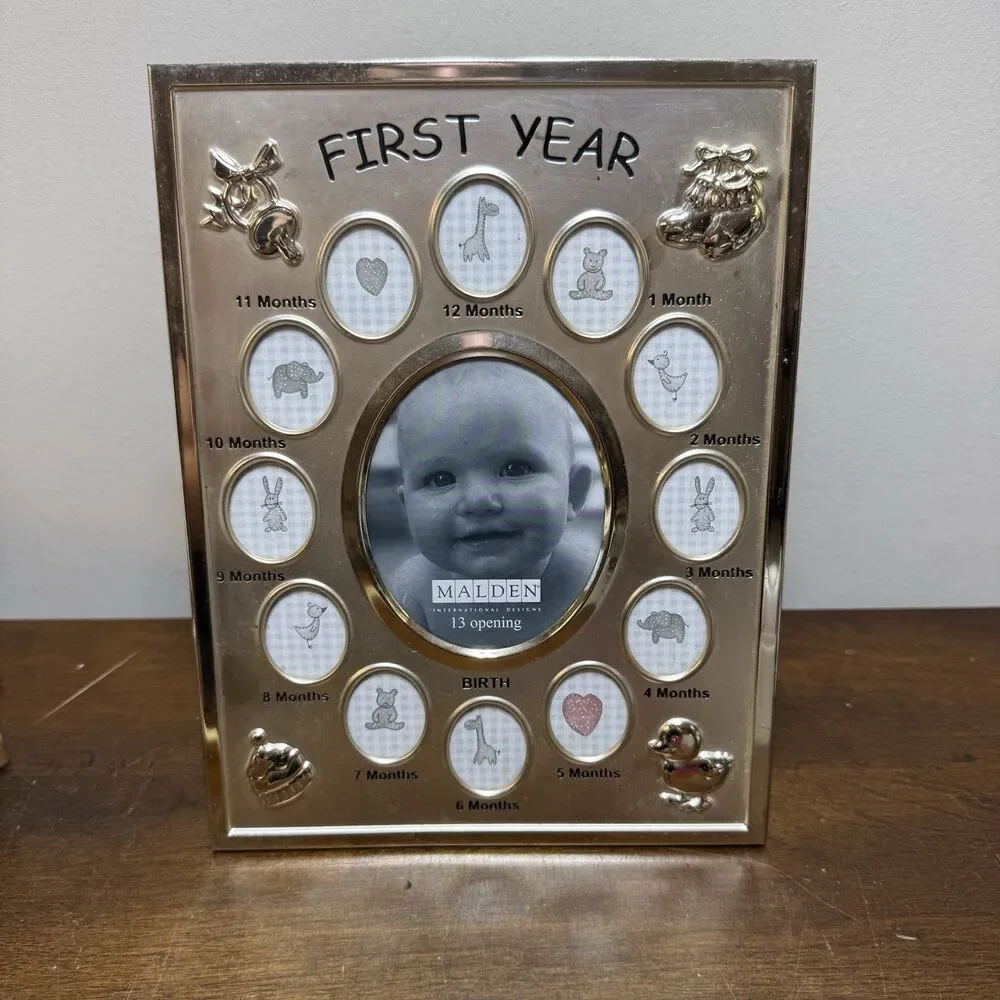Baby First Year Silver Picture Frame Malden 8 x 10 New 13 Opening Keepsake